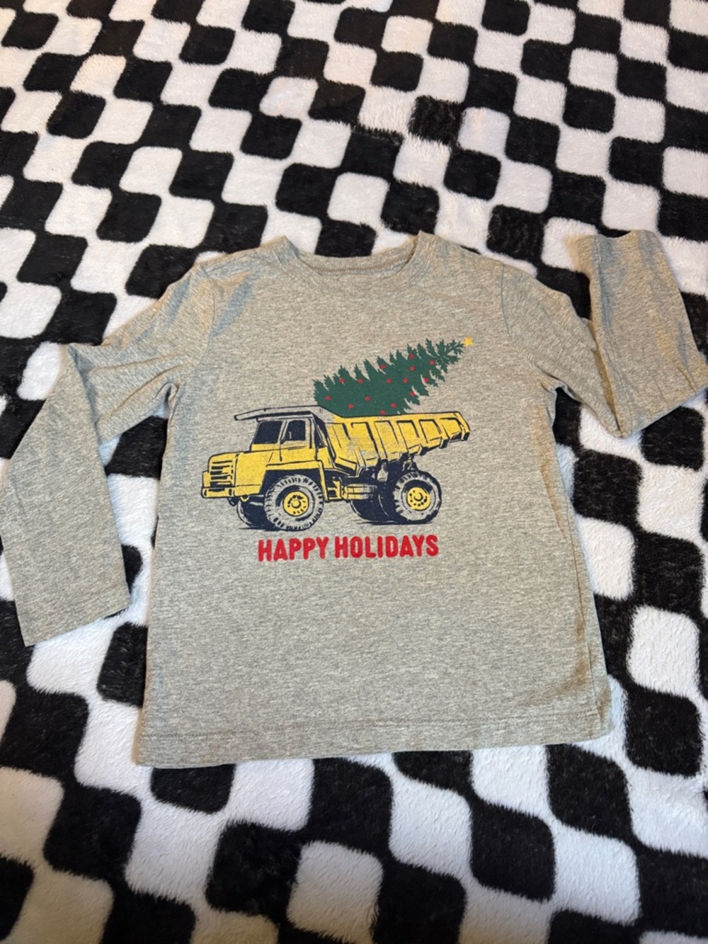 OshKosh B'gosh Grey Long-Sleeve Shirt with Yellow Dump Truck and Green Tree
